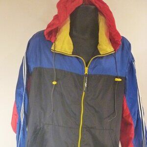 Vintage Pro Spirit Jacket Men L XL Blue Red Colorblock Windbreaker Hood 90s